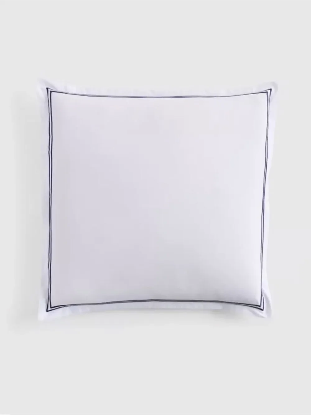 NWOT Quince Organic Crisp Percale  Euro Sham White w/Navy Double-Needle Border!